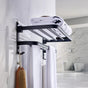 Towel Rack Folding Holder with Hook Accessories Wall Hanger Aluminium Bar Shelf