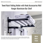 Towel Rack Folding Holder with Hook Accessories Wall Hanger Aluminium Bar Shelf