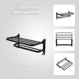 Towel Rack Folding Holder with Hook Accessories Wall Hanger Aluminium Bar Shelf - Close-Up Angle