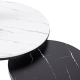 Set of 2 Coffee Table Round Marble Nesting Side End Table Furniture - 45-Degree Angle