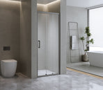 40mm Adjustable Contemporary Wall to Wall Black Sliding Shower Screen 112-116cm