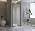 40mm Adjustable Contemporary Wall to Wall Black Sliding Shower Screen 112-116cm
