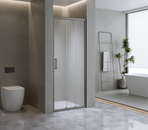 40mm Adjustable Contemporary Wall to Wall Black Sliding Shower Screen 112-116cm