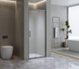 40mm Adjustable Contemporary Wall to Wall Black Sliding Shower Screen 112-116cm