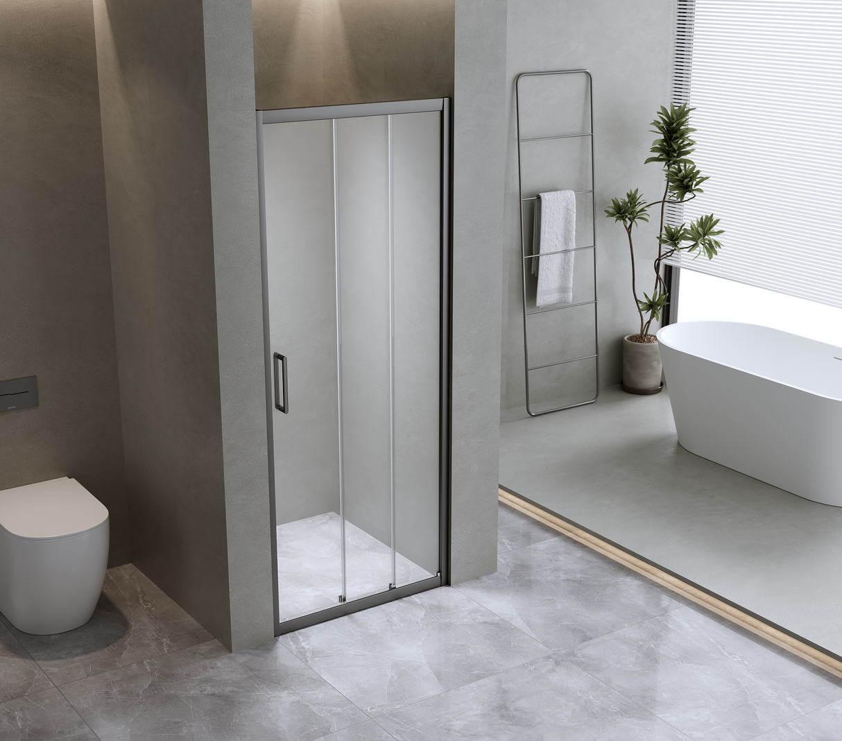 40mm Adjustable Contemporary Wall to Wall Black Sliding Shower Screen 112-116cm