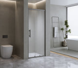 40mm Adjustable Contemporary Wall to Wall Black Sliding Shower Screen 112-116cm - Front View