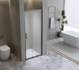 40mm Adjustable Contemporary Wall to Wall Black Sliding Shower Screen 116-120cm