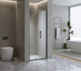 40mm Adjustable Contemporary Wall to Wall Black Sliding Shower Screen 116-120cm