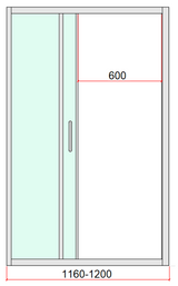 40mm Adjustable Contemporary Wall to Wall Chrome Sliding Shower Screen - 116-120cm - Rear View