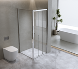 40mm Adjustable Contemporary Corner Sliding Chrome Shower Screen 90x92cm - Side View