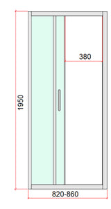 40mm Adjustable Contemporary Corner Sliding Chrome Shower Screen 86x80cm - Rear View