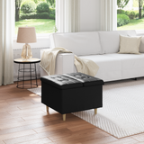 Storage Ottoman with Cushion Black 60 x 60 x 45 cm Faux leather - Side View