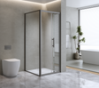 40mm Adjustable Contemporary Corner Sliding Black Shower Screen 120x92cm