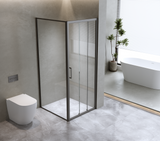 40mm Adjustable Contemporary Corner Sliding Black Shower Screen 90x101cm - Side View