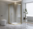 Adjustable 1000x1000mm Double Sliding Door Glass Shower Screen in Gold