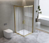 Adjustable 1000x1000mm Double Sliding Door Glass Shower Screen in Gold