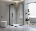 Adjustable 900x900mm Double Sliding Door Glass Shower Screen in Black
