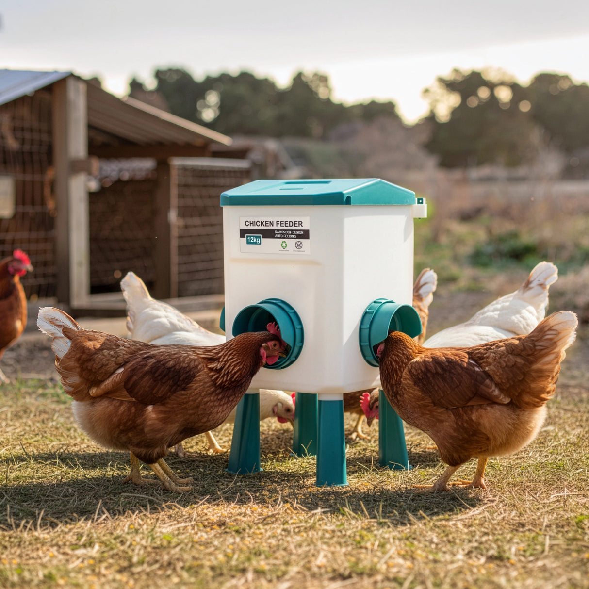 Chicken Feeder Water Food Treadle Poultry Feeding 12KG Large Capacity 11L