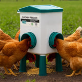 Chicken Feeder Water Food Treadle Poultry Feeding 12KG Large Capacity 11L - Side View