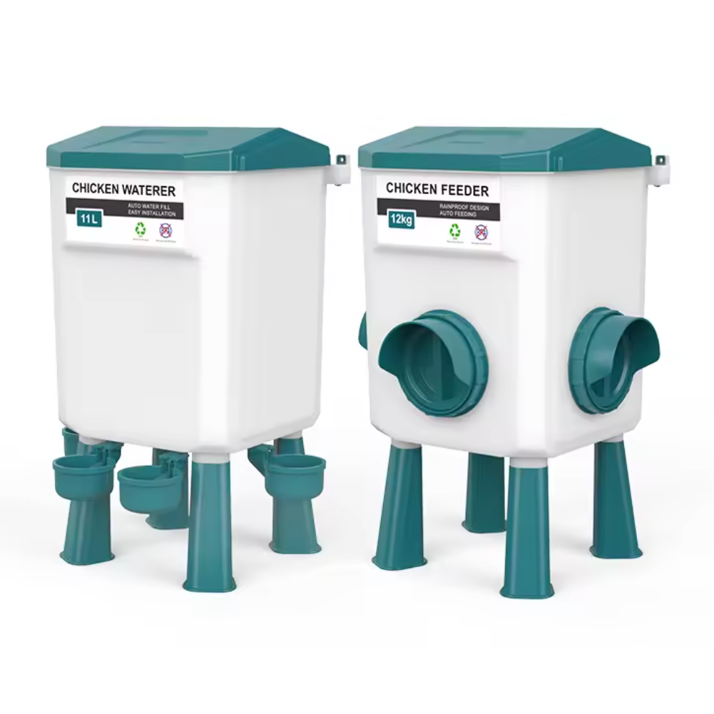 Chicken Feeder Water Food Treadle Poultry Feeding 12KG Large Capacity 11L
