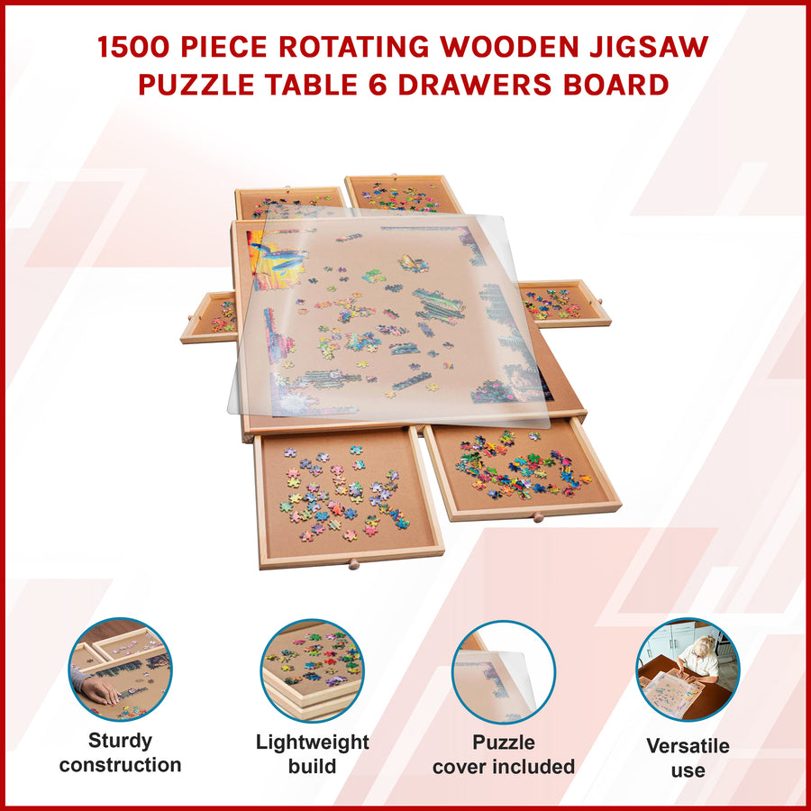 1500 Piece Rotating Wooden Jigsaw Puzzle Table 6 Drawers Board