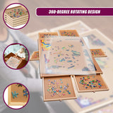 1500 Piece Rotating Wooden Jigsaw Puzzle Table 6 Drawers Board - Low Angle