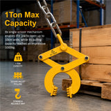 Steel Single Scissor Pallet Puller Clamp 1 Ton Capacity Pallet Grabber - Rear View