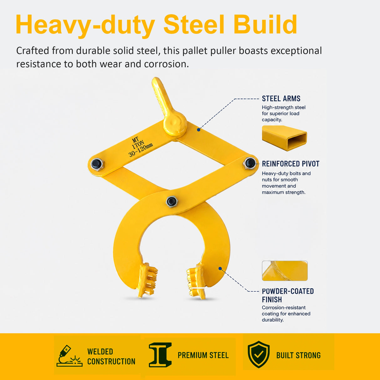 Steel Single Scissor Pallet Puller Clamp 1 Ton Capacity Pallet Grabber