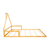 Pine Wood Floor Bed House Frame for Kids and Toddlers - Rear View