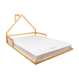 Pine Wood Floor Bed House Frame for Kids and Toddlers - Close-Up Angle