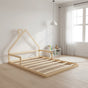 Pine Wood Floor Bed House Frame for Kids and Toddlers