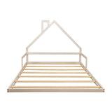 Pine Wood Floor Bed House Frame for Kids and Toddlers - Rear View