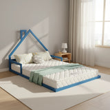 Pine Wood Floor Bed House Frame for Kids and Toddlers