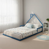 Pine Wood Floor Bed House Frame for Kids and Toddlers - 45-Degree Angle