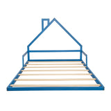 Pine Wood Floor Bed House Frame for Kids and Toddlers - Low Angle