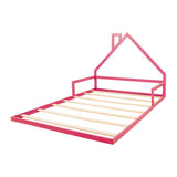 Pine Wood Floor Bed House Frame for Kids and Toddlers - Front View