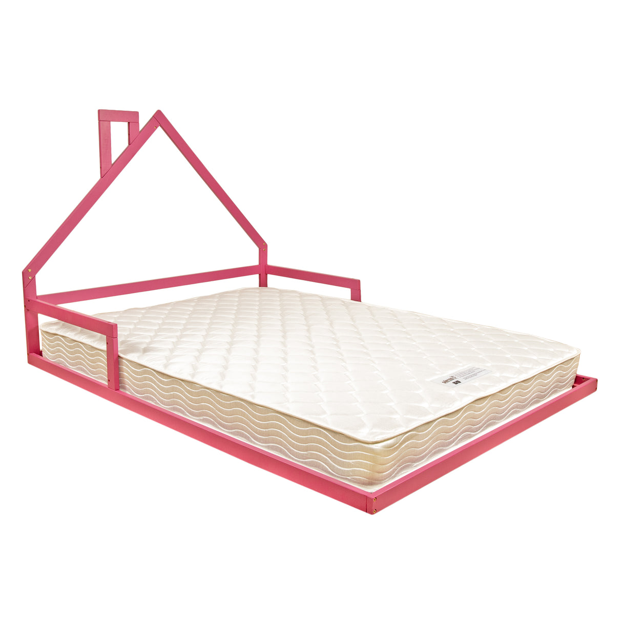 Pine Wood Floor Bed House Frame for Kids and Toddlers