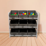 Kids Toy Box Storage Unit Drawers Childrens Bedroom Shelf Baby Nursery Furniture Grey - Front View
