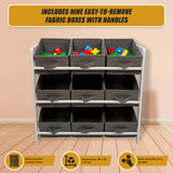 Kids Toy Box Storage Unit Drawers Childrens Bedroom Shelf Baby Nursery Furniture Grey - Rear View