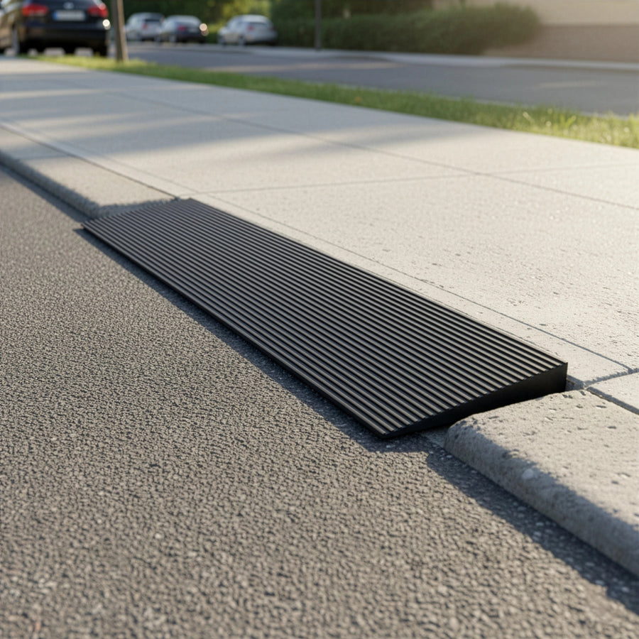 Cuttable Threshold Ramp Rubber Wheelchair Ramp Solid 4 cm Rise 90 cm Wide