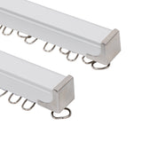 1.5m Double Curtain Tracks Aluminium Rail & Brackets For Both Curtain and Sheer with ceiling and wall accessories - Side View