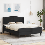 Bed Frame with Headboard Black 137 x 190 cm Faux Leather - Front View