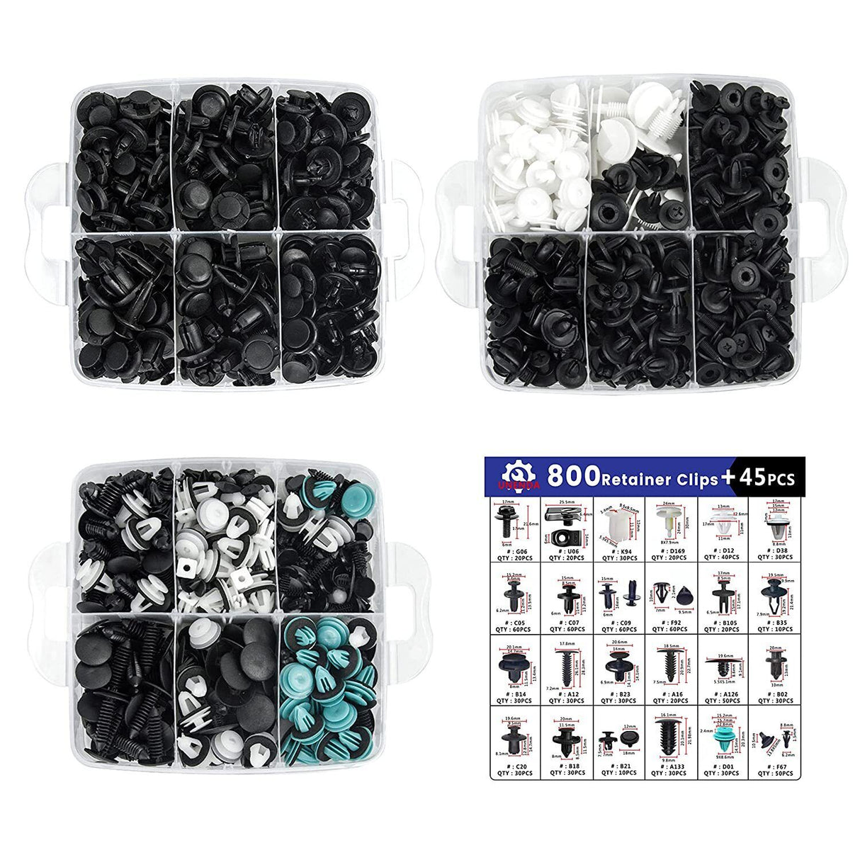 1000PCS Car Retainer Clips Auto Fasteners Push Trim Clips Pin Rivet Bumper Kit