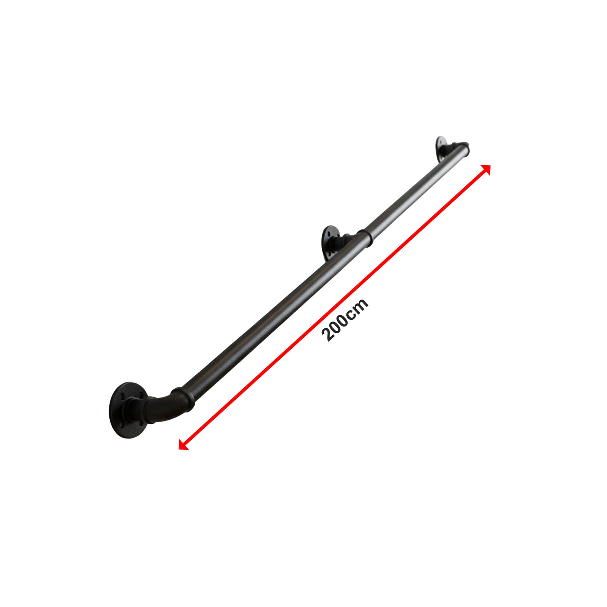2m Handrail Stair Rail Grab Balustrade Staircase Banister + Installation Kit