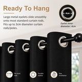2X Blockout Curtains Blackout Window Curtain Draperies Pair Eyelet for Bedroom 132*213cm Black