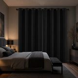 2X Blockout Curtains Blackout Window Curtain Draperies Pair Eyelet for Bedroom 132*274cm Black
