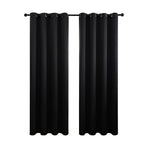 2X Blockout Curtains Blackout Window Curtain Draperies Pair Eyelet for Bedroom 132*274cm Black
