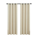 2X Blockout Curtains Blackout Window Curtain Draperies Pair Eyelet for Bedroom 132*160cm Cream - Front View