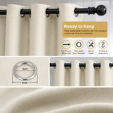 2X Blockout Curtains Blackout Window Curtain Draperies Pair Eyelet for Bedroom 132*160cm Cream - Side View