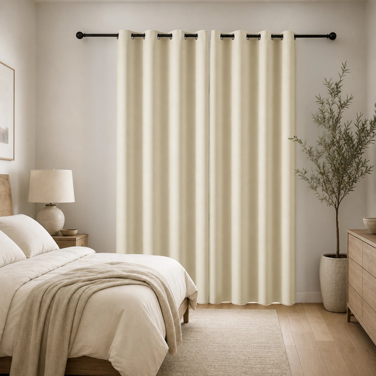 2X Blockout Curtains Blackout Window Curtain Draperies Pair Eyelet for Bedroom 132*213cm Cream